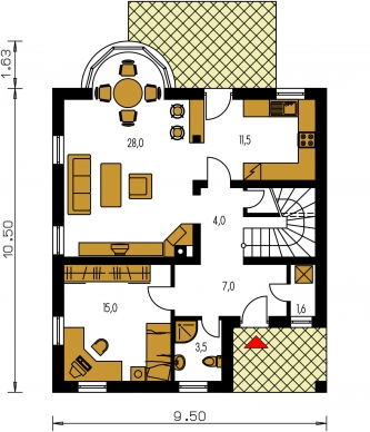 Floor plan of ground floor - MILENIUM 234